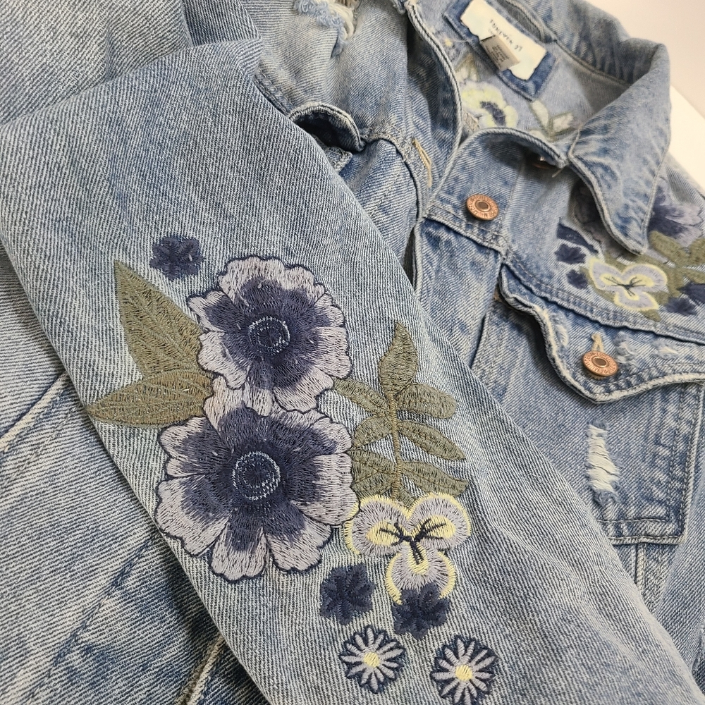 Flower Forever 21 Jean Jacket